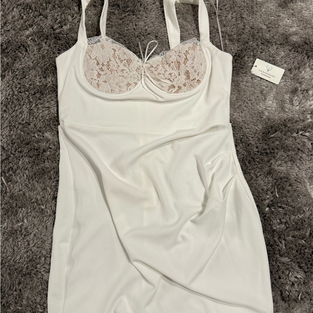 White Lace Trim Dress XL NWT